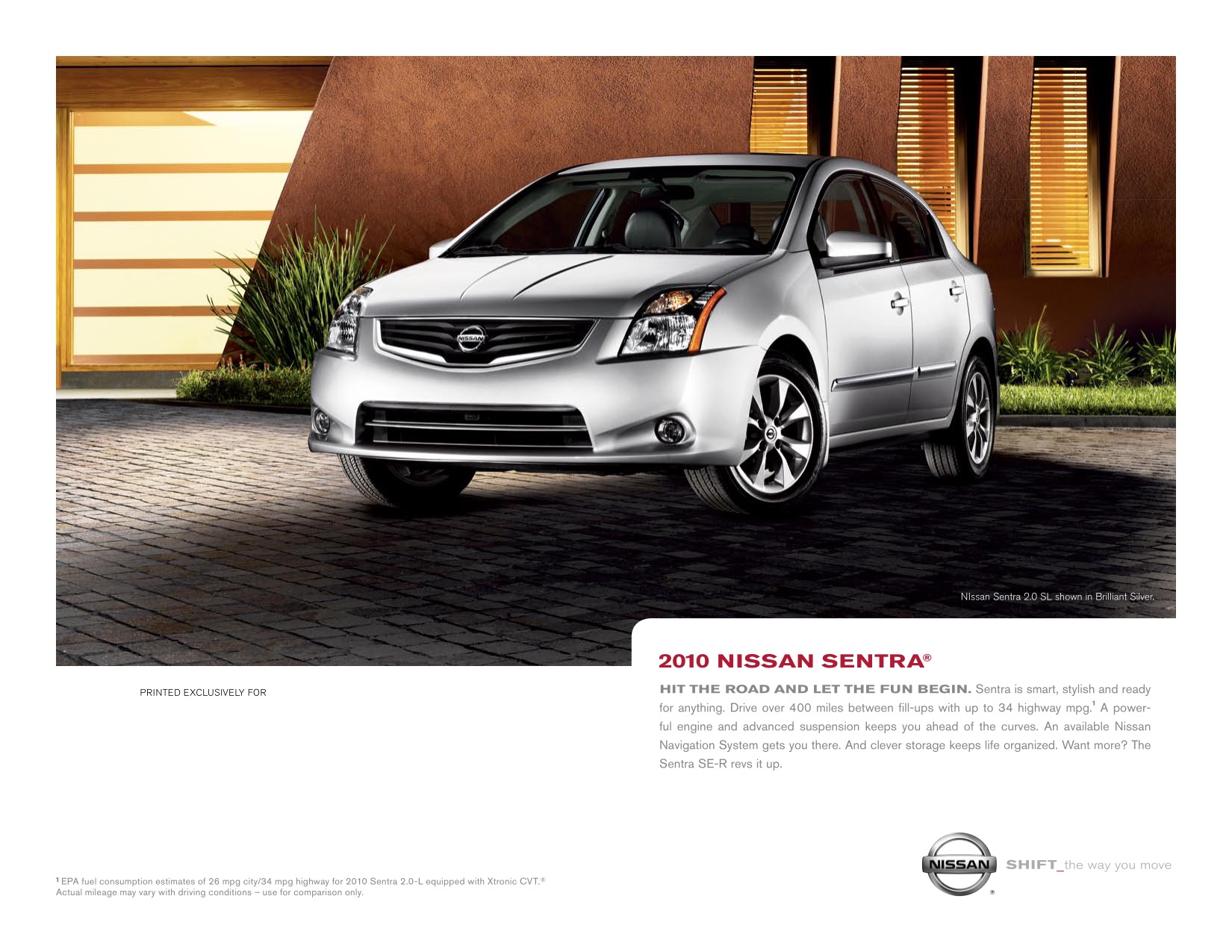 2010 Nissan Sentra Brochure Page 2